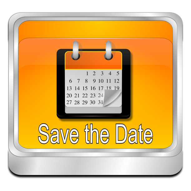 保存日期按钮- 3D插图图片下载