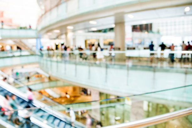 现代购物中心模糊背景散焦图片下载