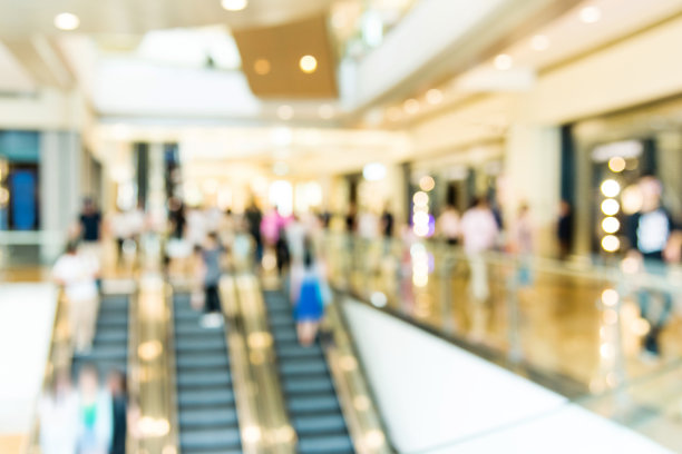 现代购物中心模糊背景散焦图片下载