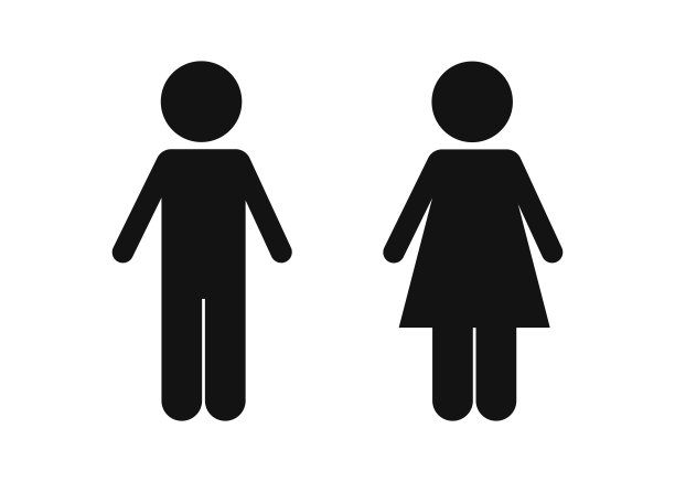 白色背景上隔离的男人和女人图标矢量插画图片下载