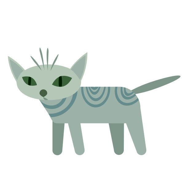 灰猫平面插图图片下载