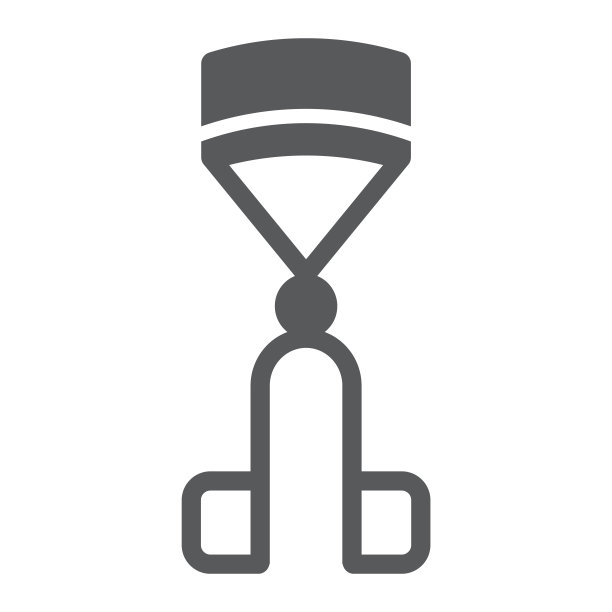 睫毛夹象形图标，配件和美容，钳子标志，矢量图形，在白色背景上的固体图案。图片下载