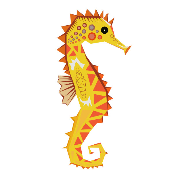 海马平面插图图片下载