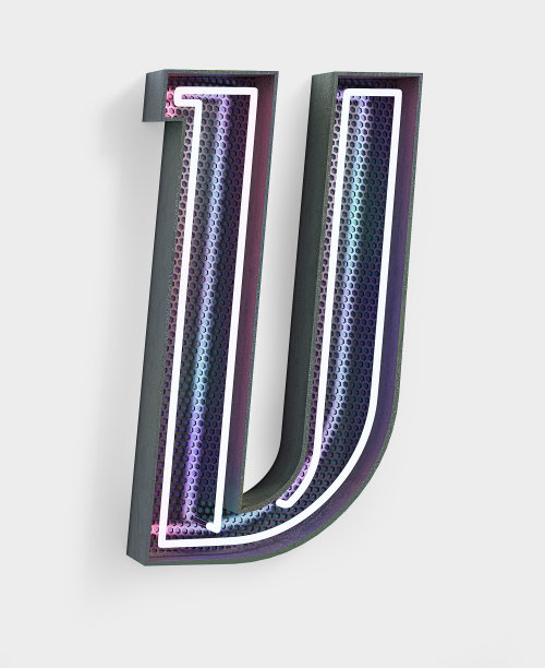 霓虹灯字体。字母V图片下载