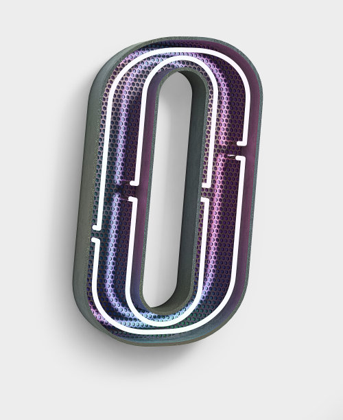 霓虹灯字体。字母O图片下载