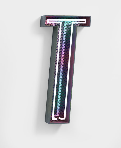 霓虹灯字体。字母T图片下载