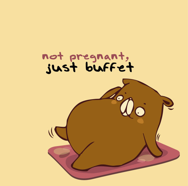 胖胖的小熊有自助餐，人物卡通，矢量插画图片下载