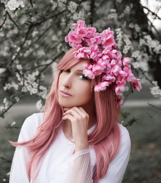 自然肖像中的女人图片下载