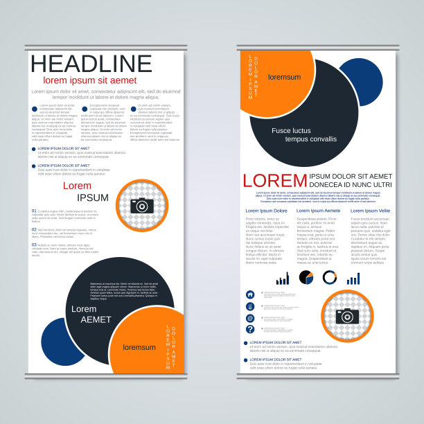 卷起两面旗帜矢量模板图片下载