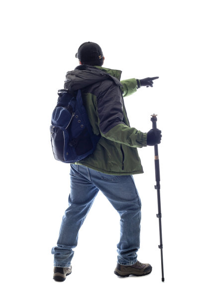 白色背景上的登山者或徒步旅行者图片下载