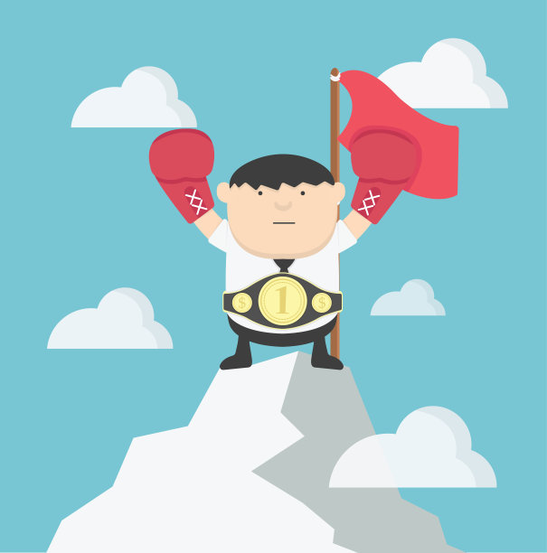 商人冠军上山成功。概念图片下载