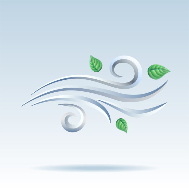 风吹着飞舞的树叶图标。向量图片下载