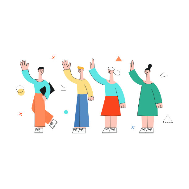 男向量，女同事挥手集合图片下载