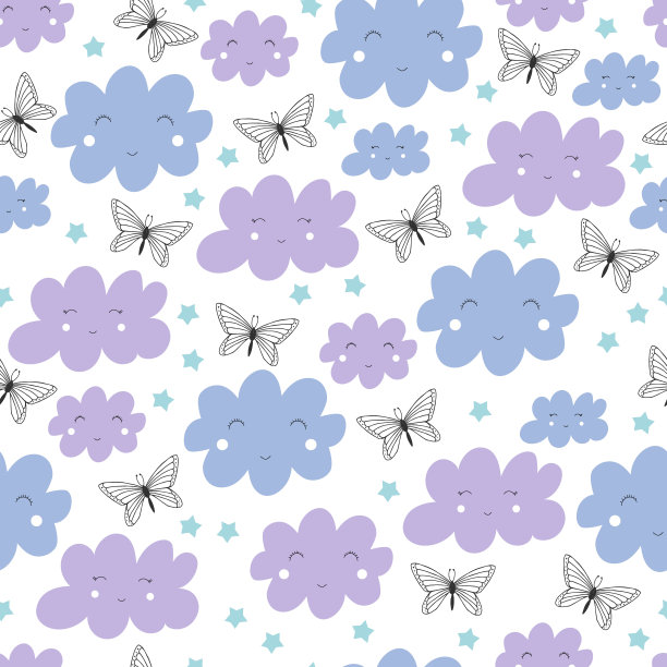 无缝云宝宝图案设计。可爱的插图。图片下载