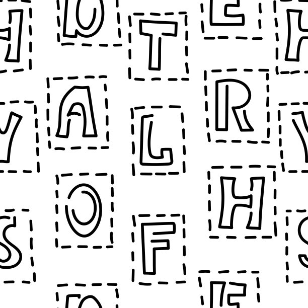 手绘字母无缝图案。向量图片下载
