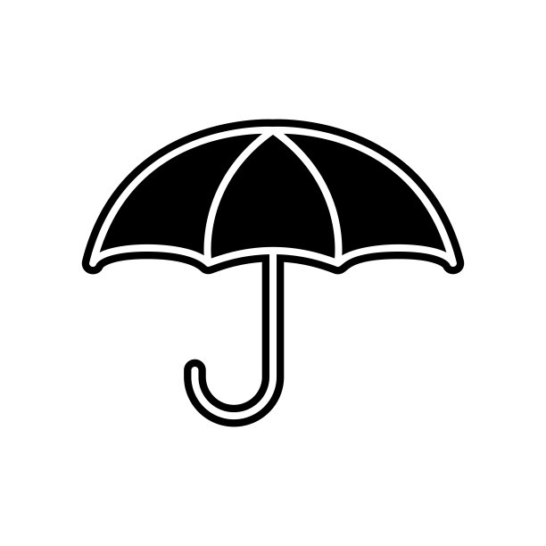 伞图标。移动概念和web应用图标的保险元素。字形，平面图标用于网站设计和开发，应用程序开发图片下载