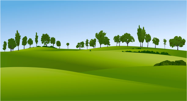 有绿色田野的乡村景观素材图片