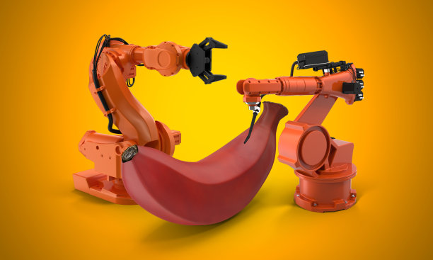 2 .机器手臂制造红香蕉图片下载