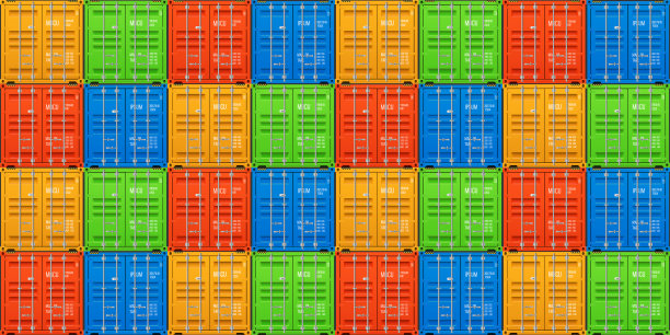 货运，堆放货物集装箱。无缝的向量图片下载