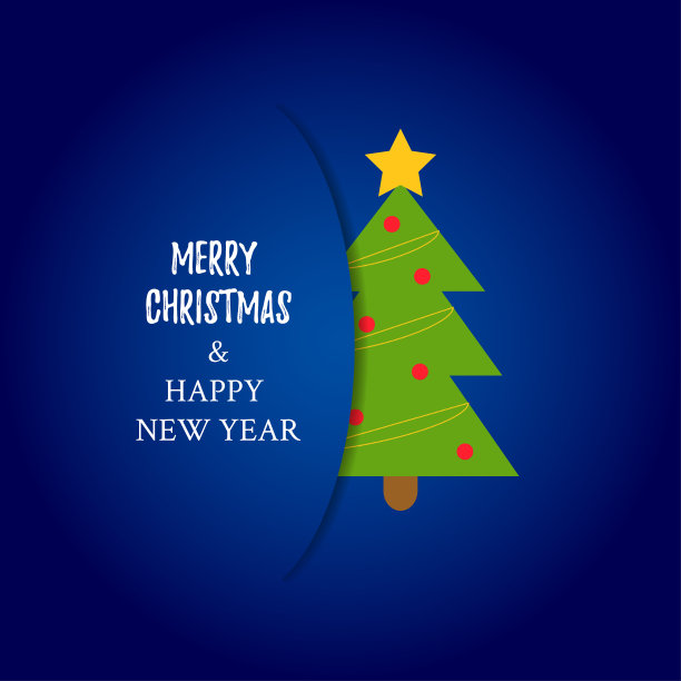 贺卡与圣诞树。矢量插图与字母。图片下载