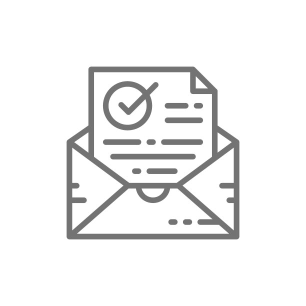 确认函勾选信封验证线条图标图片下载