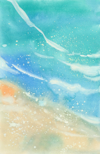 水彩沙滩图片下载