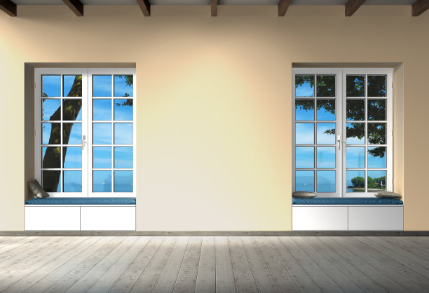 空房间内部与窗户和复制空间的图像，照片或艺术作品图片下载