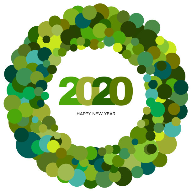 绿色圆圈新年快乐2020素材图片