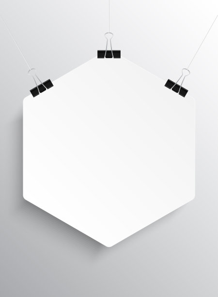 矢量六角形格式的白纸与灰色的背景阴影。图片下载
