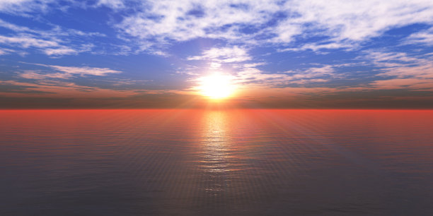 飞日落海洋图片下载