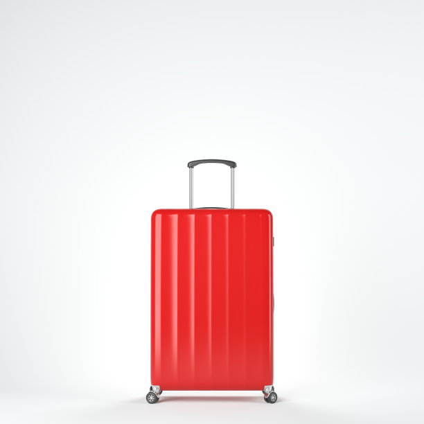 白色罩着红色行李箱图片下载