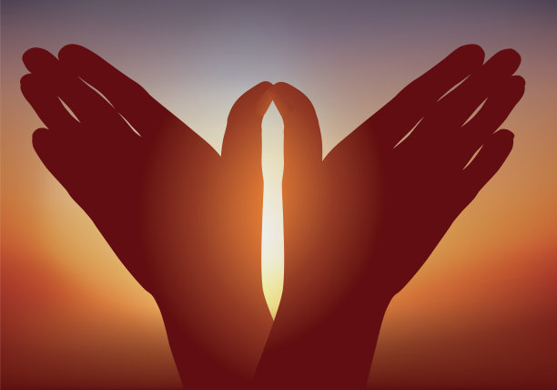 和平的象征，双手描绘了一只鸟的飞行。图片下载