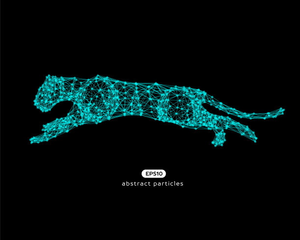 跳跃的美洲狮矢量抽象插图。图片下载