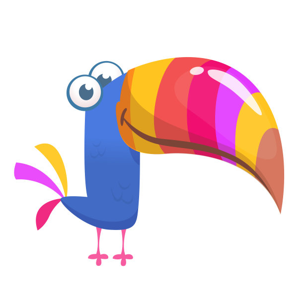 巨嘴鸟鸟卡通。矢量插图的幸福吐坎孤立图片下载