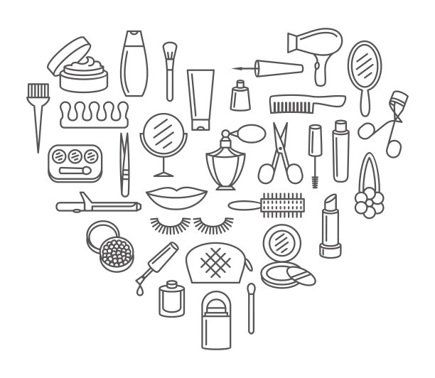 美容化妆品和化妆图标集图片下载