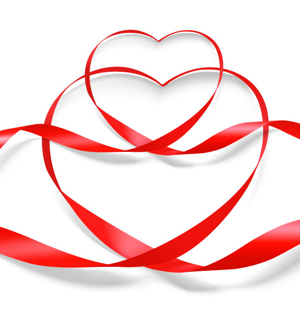 由彩带心形组成的无缝图案。图片下载