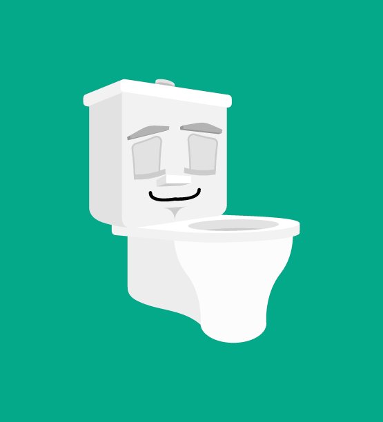 抽水马桶单独睡觉。睡眠厕所卡通风格。厕所睡着了向量图片下载
