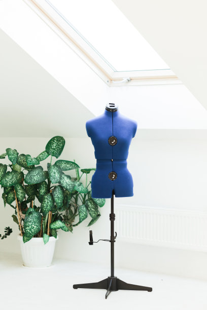 在一间白色的工作室里缝有主要标志的人体模特图片下载