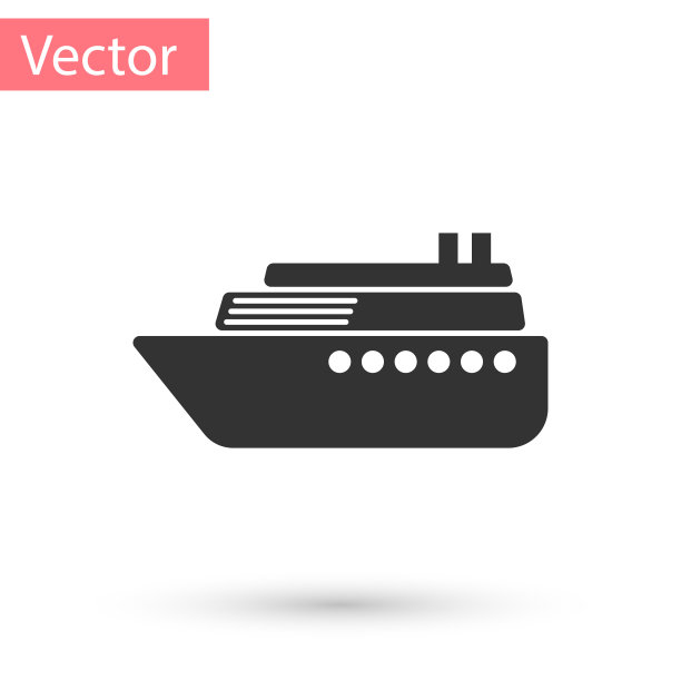 灰色船图标孤立在白色背景。矢量图图片下载