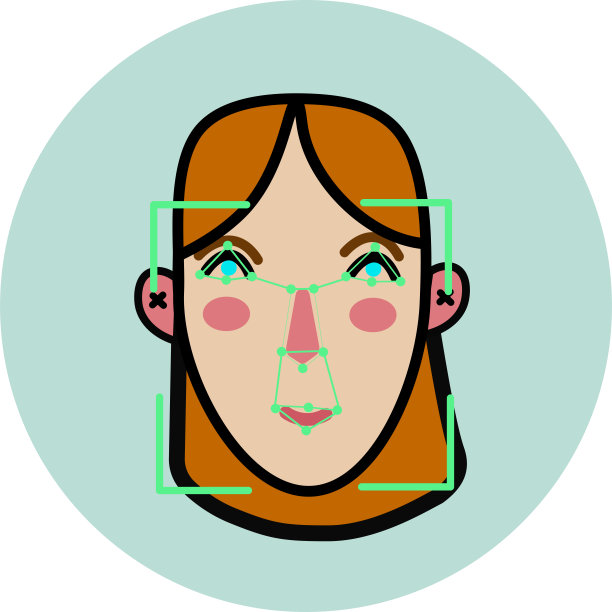 脸扫描矢量插图女孩图片下载