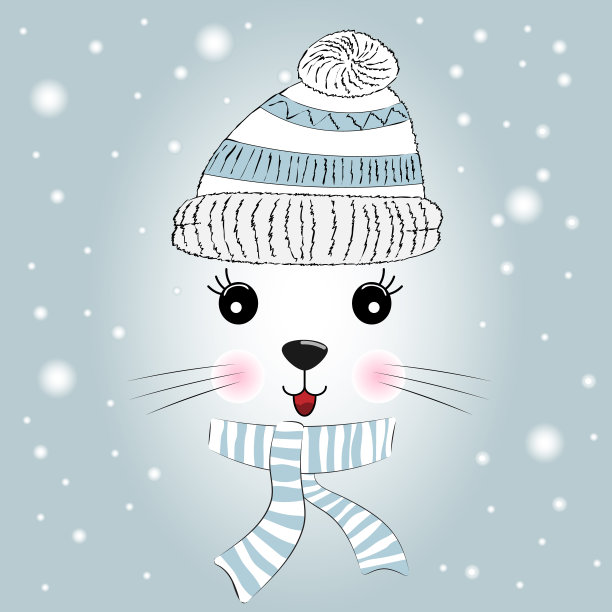 可爱的小猫咪针织帽和围巾。图片下载