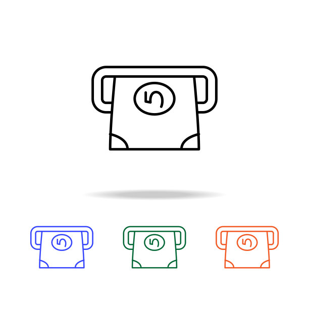 纸币图标。多种颜色的简单网页图标元素。优质图形设计图标。简单的图标网站，网页设计，移动应用程序，信息图形图片下载