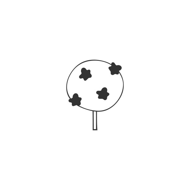 手绘花园孤立插图。向量标签元素，一棵开花的树。图片下载