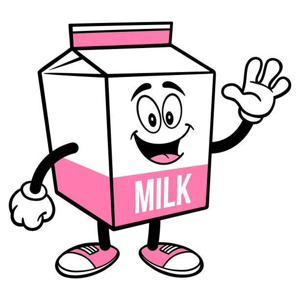 草莓牛奶纸盒吉祥物挥舞图片下载