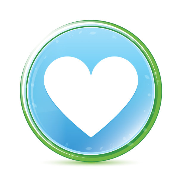 心脏图标自然水蓝蓝色圆形按钮图片下载