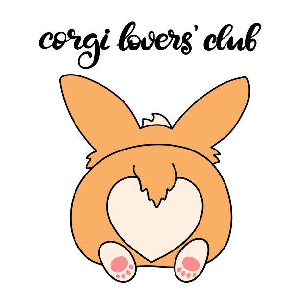 柯基犬品种字母矢量插图在卡通风格。图片下载