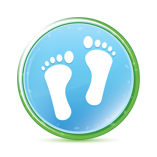 人类两个脚印图标自然水蓝蓝色圆形按钮图片下载