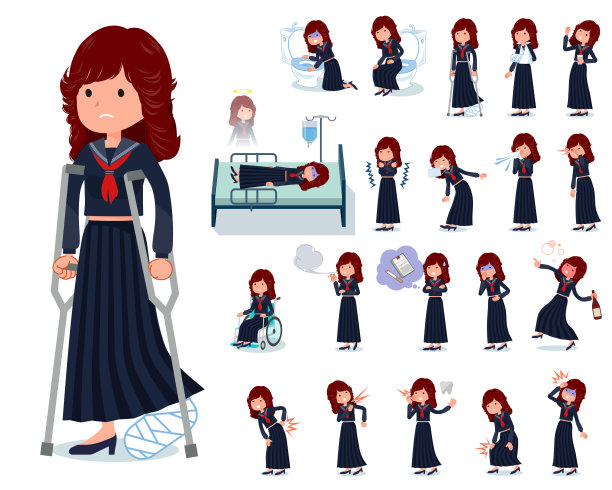 一套日本女学生受伤和疾病图片下载