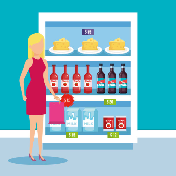 女人在超市的冰箱里放着产品图片下载