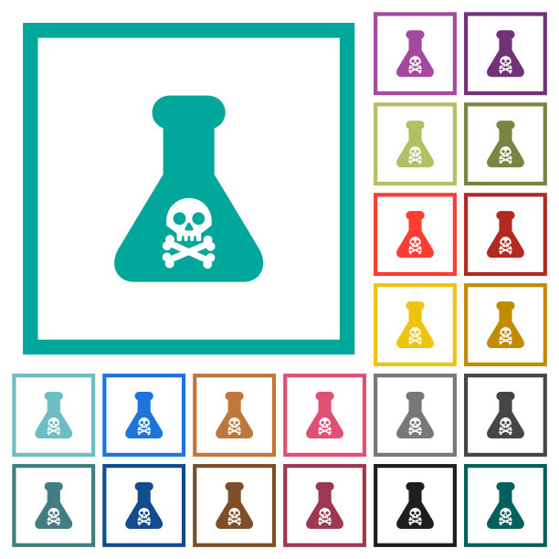 危险的化学实验平面颜色的象限框架图标图片下载